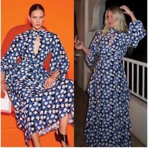 NEW $495 Staud Danica Maxi Dress White Acid Floral Open Back